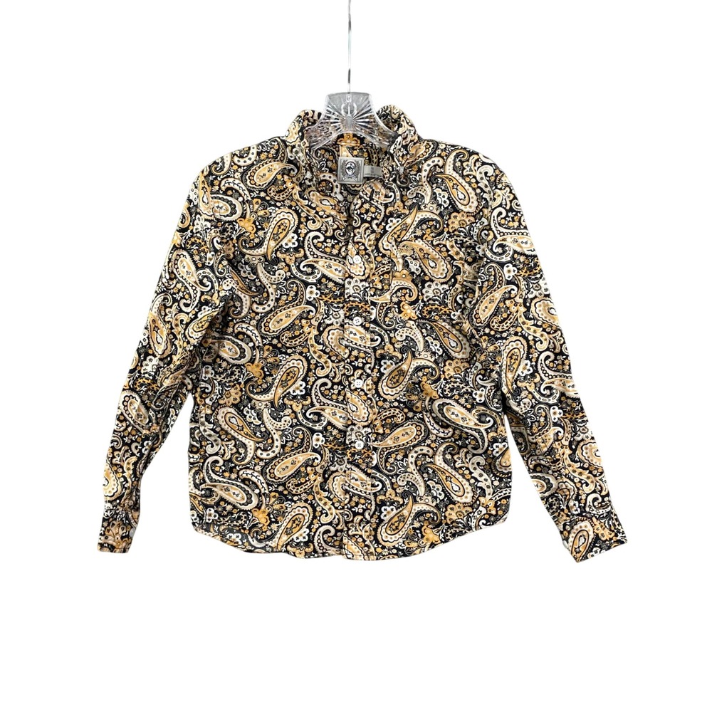 Cinch Button Down Shirt Kids M 10 Black Gold Paisley Western Long Sleeve Rodeo